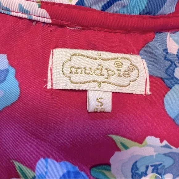 MUDPIE Pink Floral Whitney Sleeveless Tunic Top with Ruffled Neckline, Size S - Picture 9 of 9